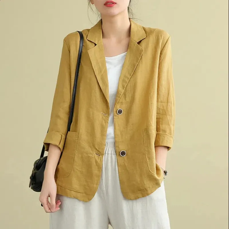 Lightweight Linen Blazer Women Casual Spring Summer Suit Jacket