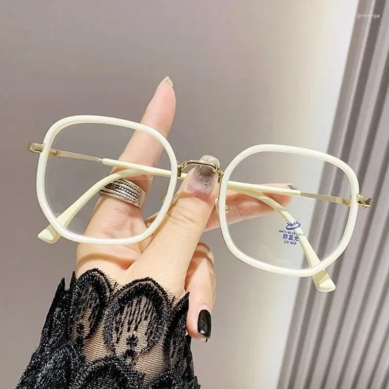 サングラスアンチブルーライトメガネ女性大四角いコンピューター眼鏡ファッションクリアパーソナリティアイレンズUVゴーグル