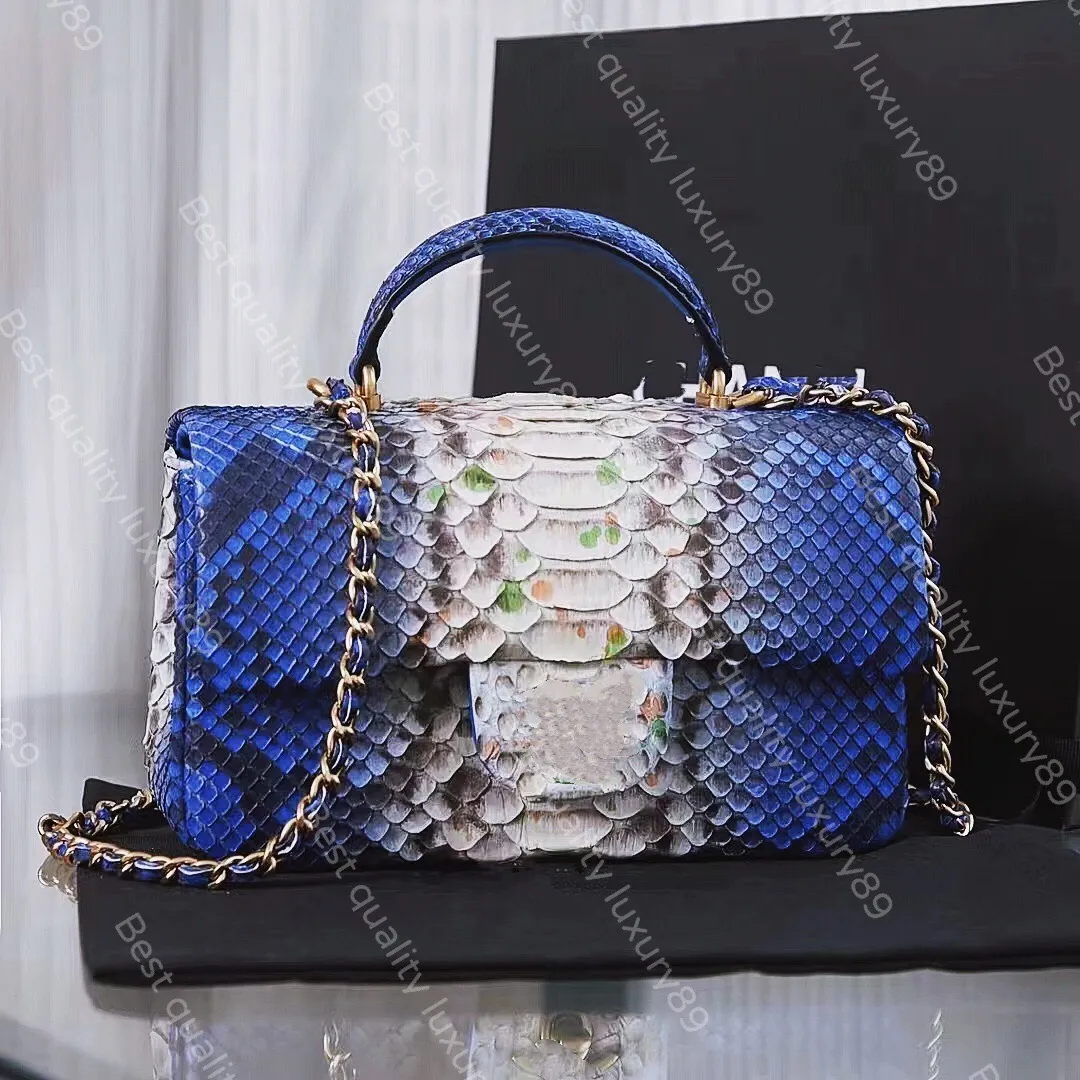 Mirror luxury handbag brand designer shoulder bag made of python skin imported from the original factory fashion diagonal bag