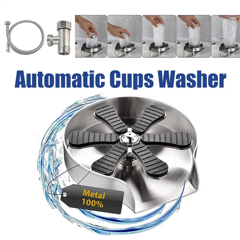 Automatische kopjes wasmachine Aanrecht Glazen spoelmachine Hogedrukbeker Wasmachine Roestvrij staal Afneembare beker Reinigingsgereedschap 240124