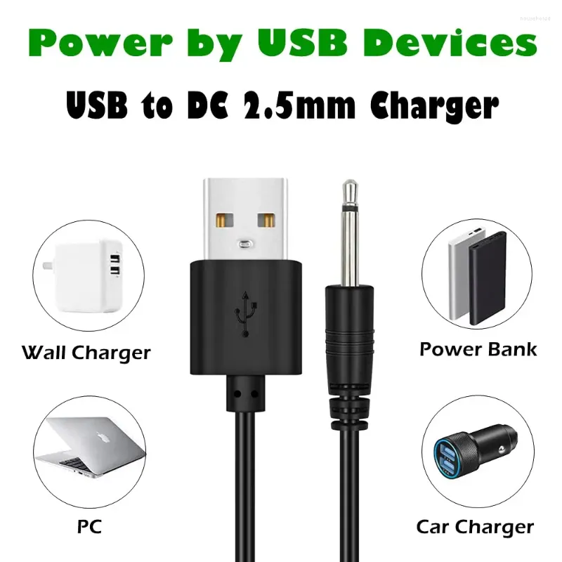 استبدال DC شحن كابل | سلك شاحن USB لزجاء العصا القابلة لإعادة الشحن - 2.5 مم (أبيض/أسود))