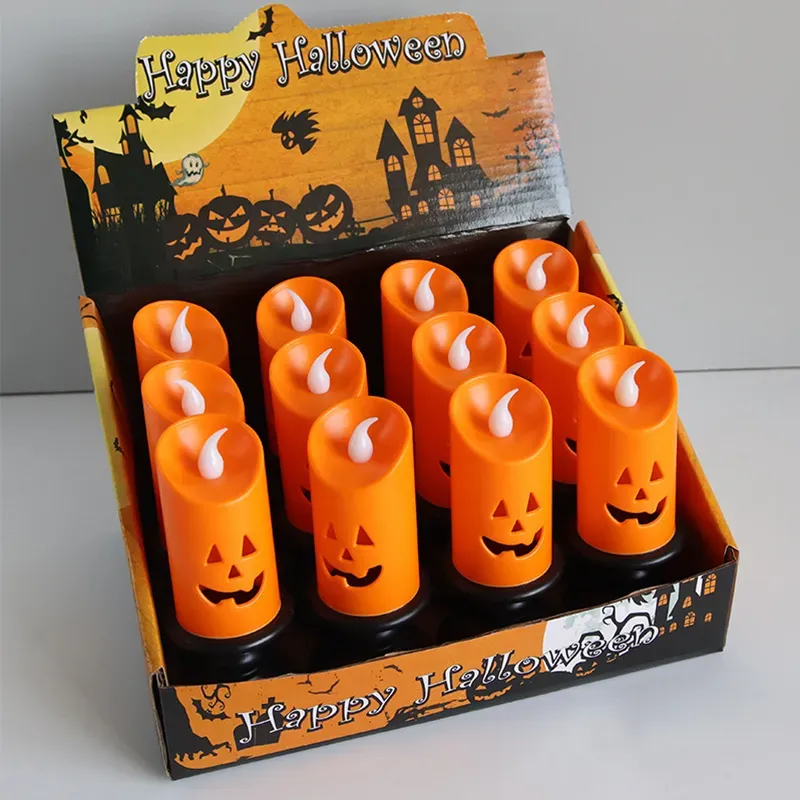 Halloween Colorful Simulation Candle Light Creative Pumkin Decoration Lamp Household Atmosphere Decor Lighting DIY Accessories