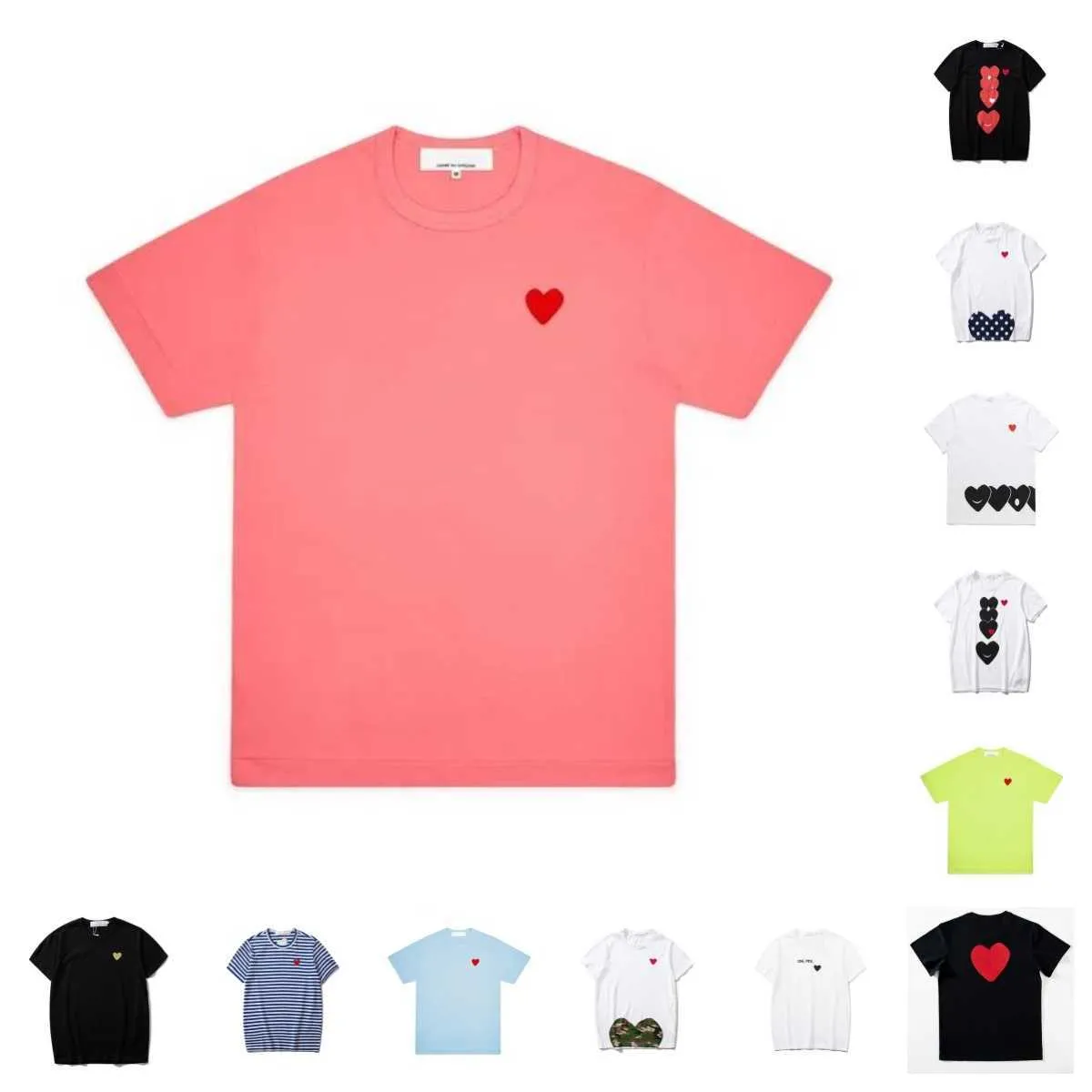 T-shirts pour hommes Play Fashion Mens T-shirt Designer Hommes Femmes CDG Été Chemises décontractées T-shirts de haute qualité Commes Broderie Tee Couple Taille à manches courtes S - XXL Q3