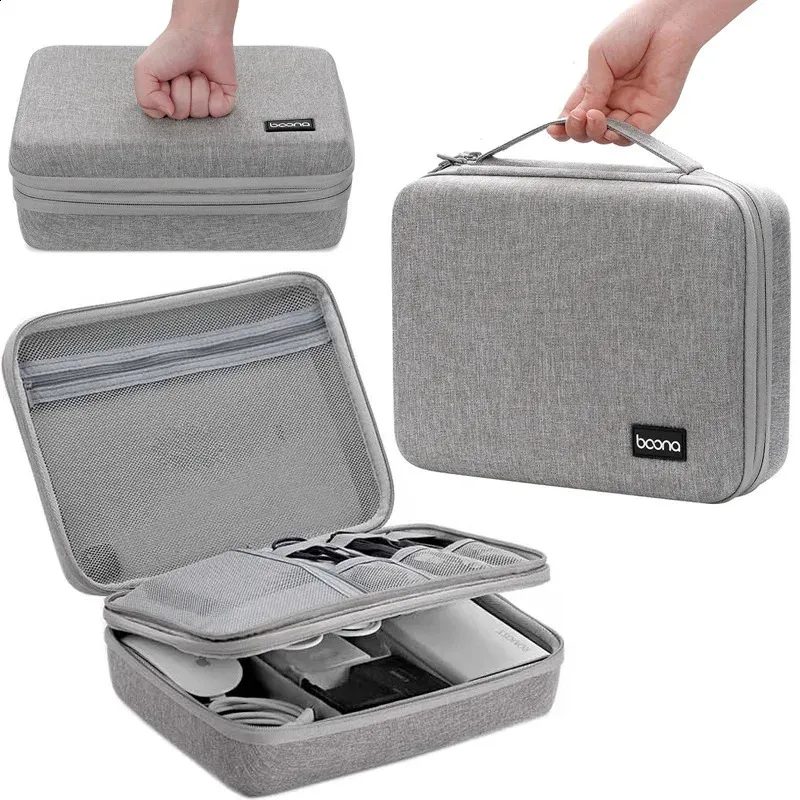 Hard Case Large Capacity Digital Storage Bag Travel Power Bank Data Cable Organizer Mobile Phone Charger Protective 240119