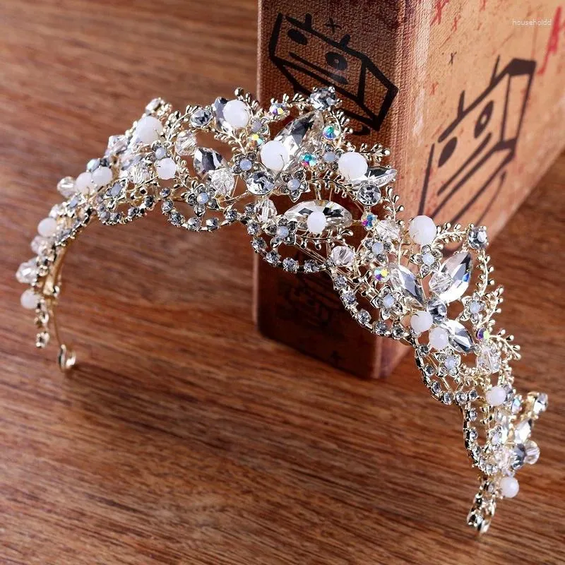 Pinces à cheveux mode baroque luxe cristal AB couronne de mariée diadème couleur or clair diadème diadème pour femmes mariée accessoires de mariage