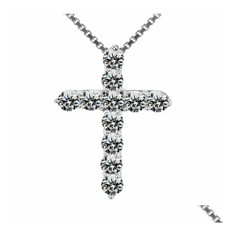 Ожерелья с подвесками, ожерелья с крестом, модное простое ожерелье с подвеской из бриллиантов, универсальное ожерелье с подвеской на ключицу, ювелирные изделия, ожерелья, подвески Dhroq