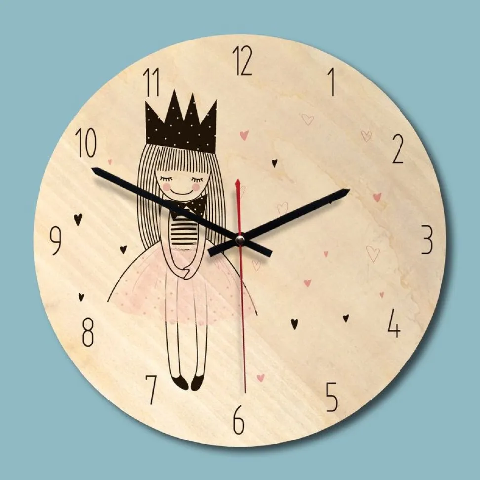 Holz bedruckte Bildwanduhr schönes Mädchen Reloj de Pared Kinderzimmer Umwelt leise Horloge Y200109263H