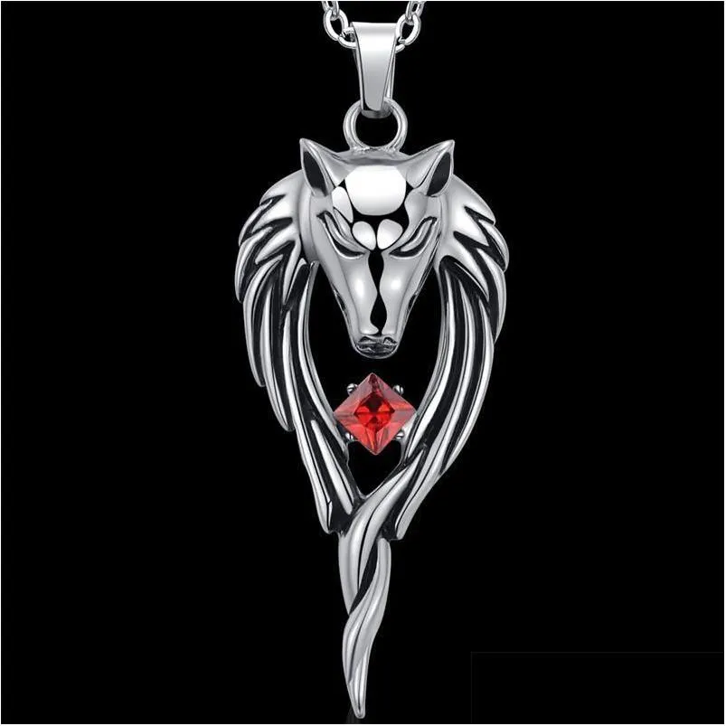 Pendant Necklaces 2022 Wolf Couple Necklace Heart Gothic Accessories Vintage Wholesale Items Indie Luxury Aesthetic Pendants Drop Del Dheta