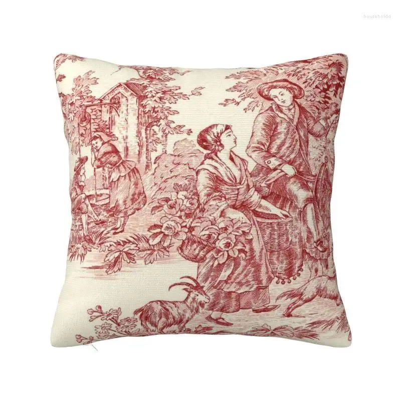 Pillow French Country Toile De Jouy Cover Double-sided 3D Print Motifs Floor Case For Car Fashion Pillowcase Home Decor