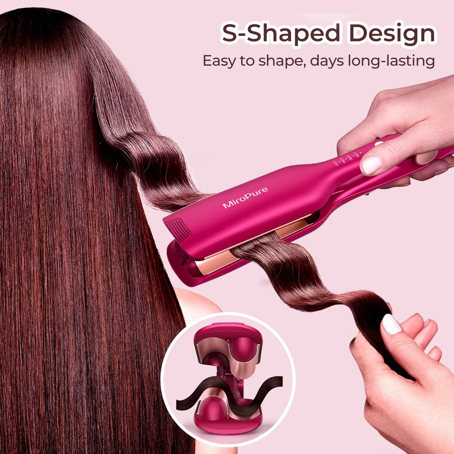 1 Inch Dual Voltage Pink Hair Waver Iron Crimper Iron With PTC Heater Auto Shut Off Adjustable Temperature 320 430 For Long Lasting Curls US Stock From Supergate 36.18 DHgate.Com