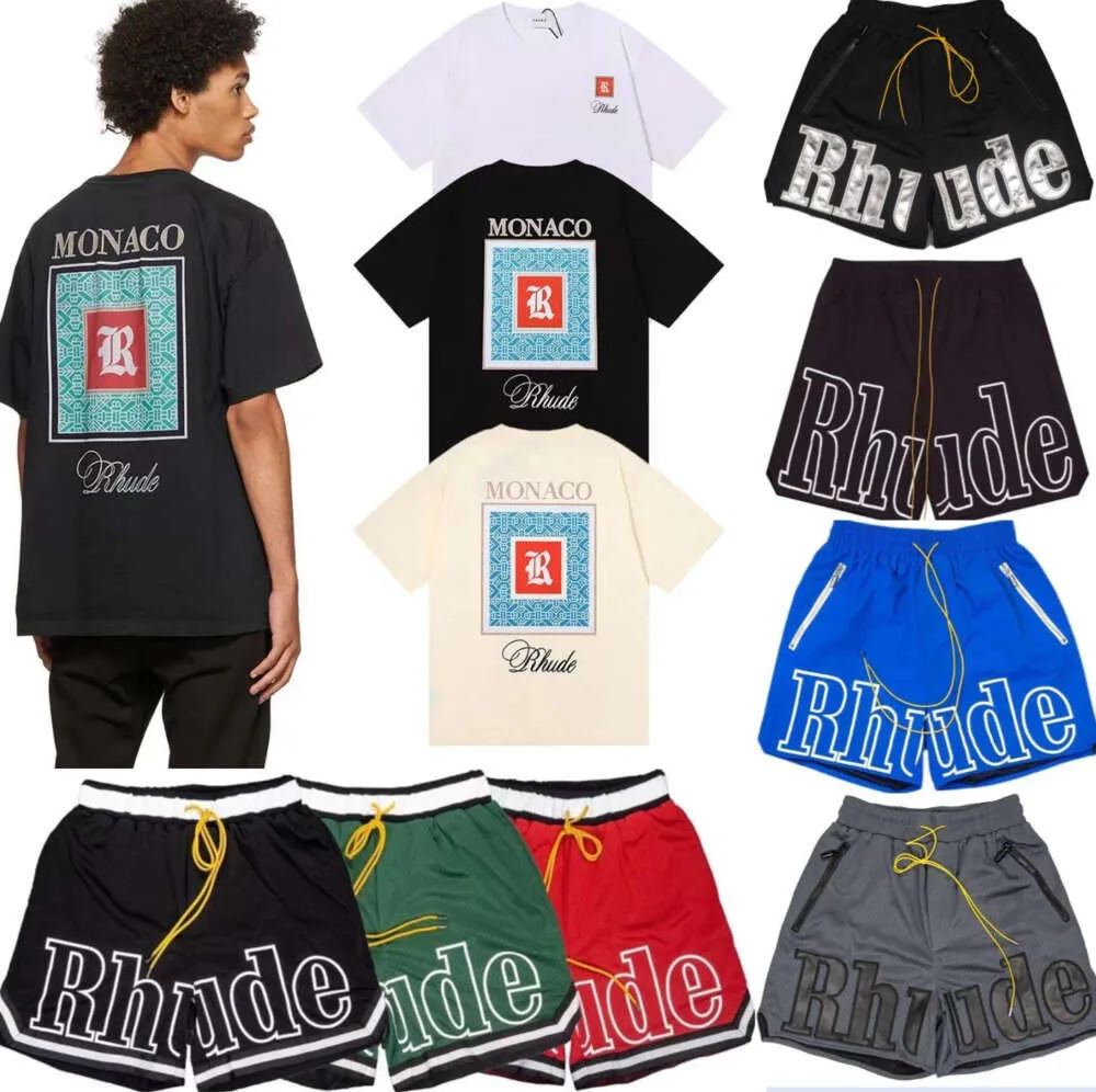 Designer t-shirts mens shorts strand korta byxor kvinnor bomull ärmar skjortor casual tshirt mångsidiga rhude tees skjorta snabb torkning andningsbara nät toppar designer f84