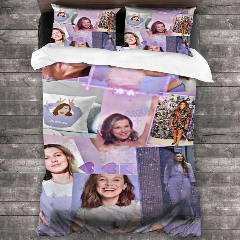 Bettwäsche-Sets, Millie Bobby Brown, Bettwäsche-Set, Bett, dreiteilig, Animation/Tier/Sänger, alle erhältlich, für Zuhause, Haushalt, Steppdecke