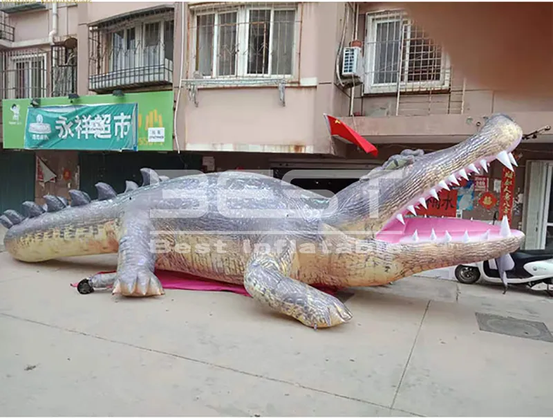 Gros 10 m décoration publicitaire extérieure crocodile réaliste gonflable géant exploser gros ballon alligator