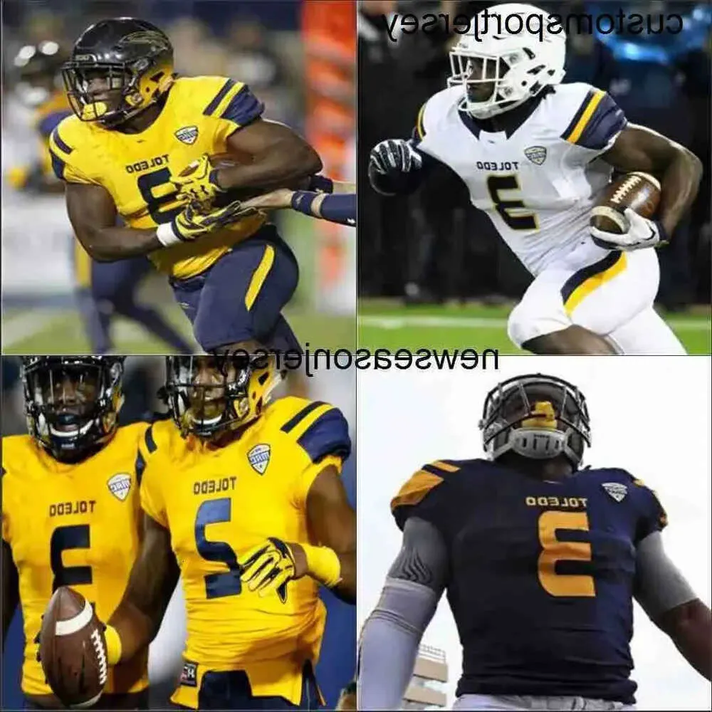 Toledo Custom voetbalshirt NCAA College Diontae Johnson Logan Woodside Eli Peters Carter Bradley Shakif Seymour Mitchell Guada High