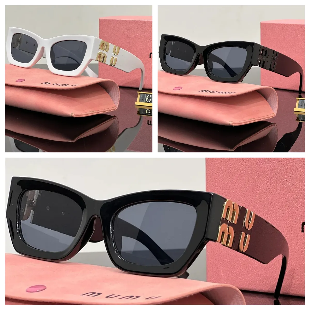 MIU for Women Designer Oval Glasses UV400プロパティスクエアサングラス金属脚MIUレターデザインSMU09WS SMU11WS Small Eyeglasses Lunette