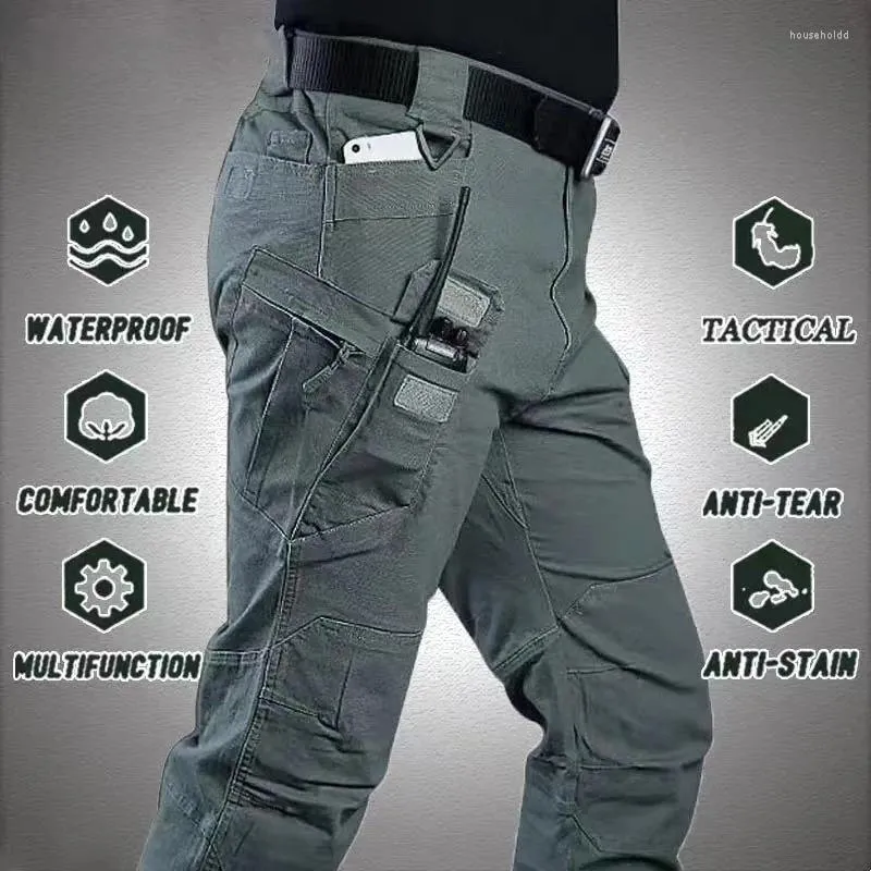 Мужские брюки, мужские тактические эластичные брюки с несколькими карманами в стиле милитари, городские пригородные брюки, мужские водонепроницаемые брюки-карго 6XL