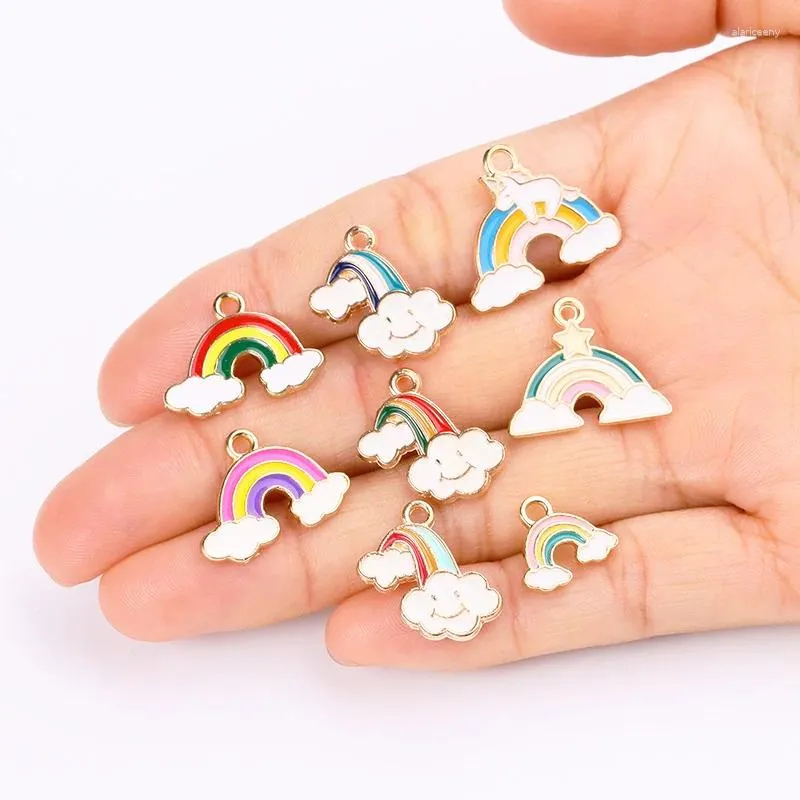 Charms 20Pcs Mixed Style Alloy Oil Dripping Diy Jewelry Making Cute Cartoon Colorful Pony Charm Rainbow Enamel Earring Necklace Pendant