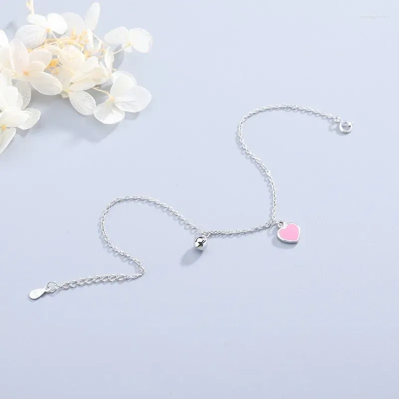 Bracelets de cheville S925 Sterling Silver Rose Love Drops Colle Bell Bracelet Niche Ludique Mode Tendance Style Simple Design Original 2024 Ventes