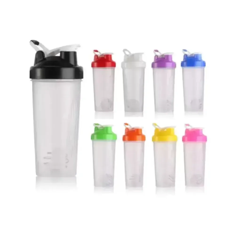 Tragbare Sport-Shaker-Flasche, Saft, Milchshake, Proteinpulver, auslaufsicherer Misch-Shake-Becher mit Shaker-Bällen, BPA-frei, Fitness-Trinkgeschirr 0204