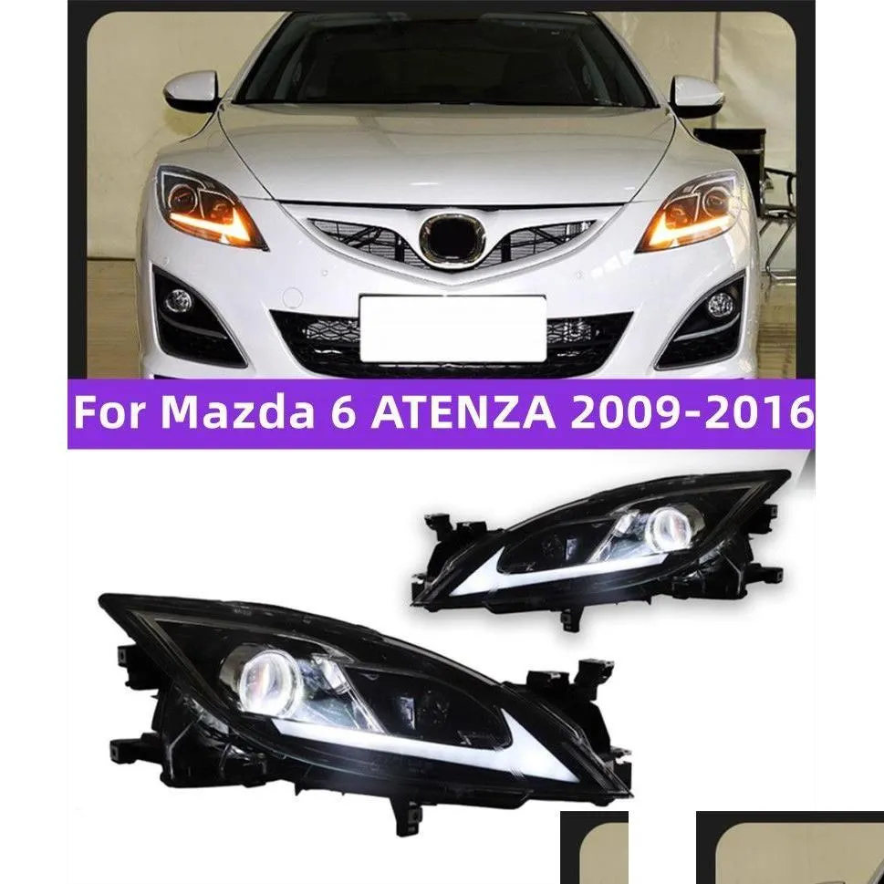 Car Headlight Assembly For Mazda 6 Atenza 2009 2024 16 LED Signal Light Bi Projector Headlamp