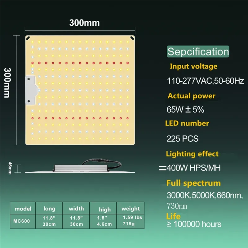 LED Grow Light 600W LM 301B Full Spectrum Phyto Lamp For Indoor Plants ...