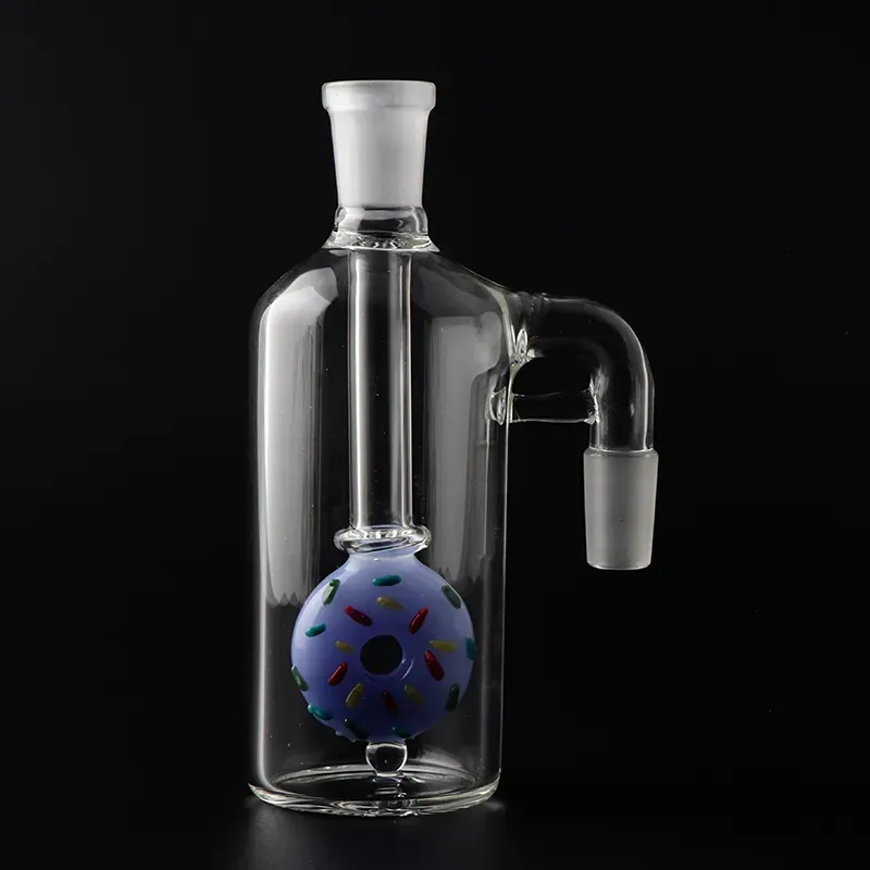 5.3" Ash Catcher with Showerhead Dropdown Recycler Glass Bong Dab Rig Smoking Water Pipes Bubbler Colorful Donut Design