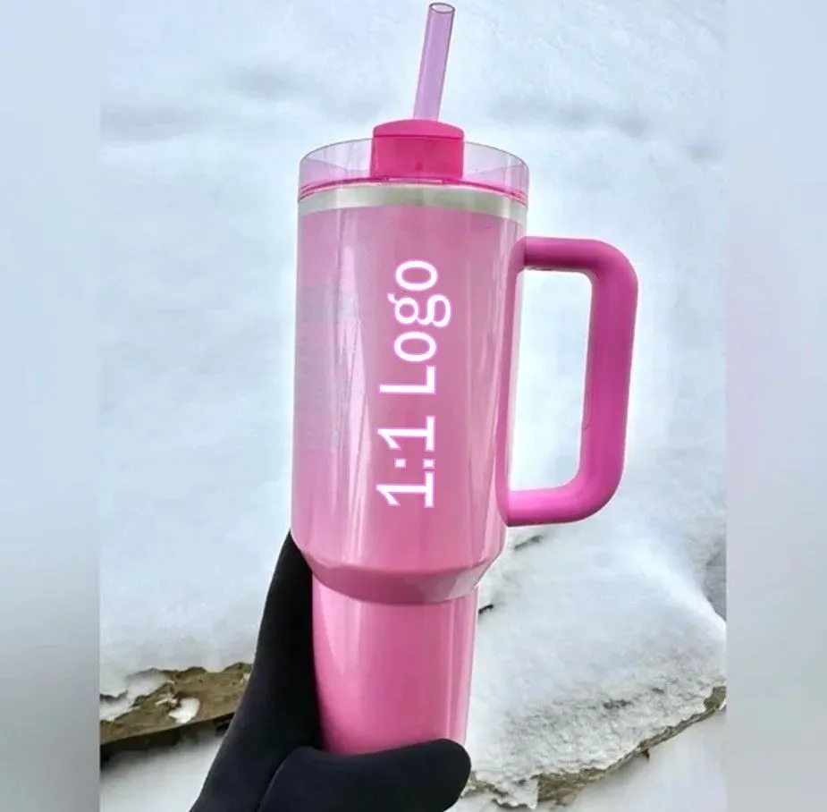 Cosmo Pink Flamingo Cups Pink Winter Shimmery Parade Target Red with 1:1 Logo H2.0 40oz Stainless Steel Tumblers Cups Silicone Travel Car Mugs Cold Ship DHL USA Stock