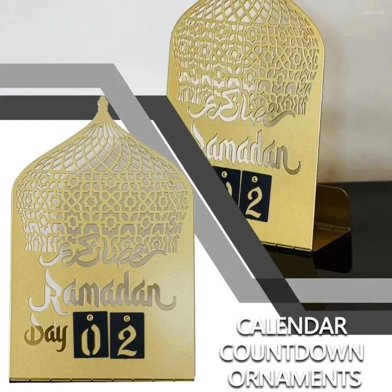 Piatti decorativi Decorazione da tavolo Calendario Conto alla rovescia in metallo Ramadan Eid Mubarak Decorazioni da tavolo per la casa