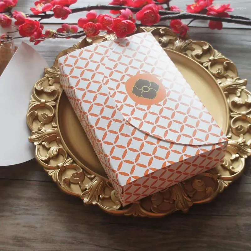 Present Wrap 21.5 14 5.4cm 10st Orange Fruit Design Paper Box Cookie Macaron Chocolate Christmas Wedding Party Diy Gifts Packaging