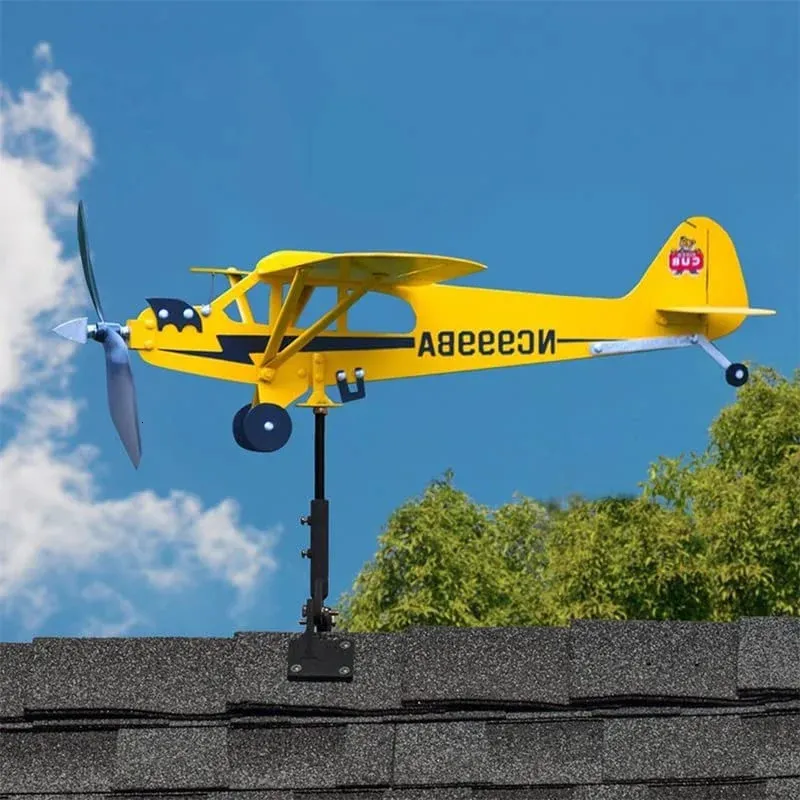 Airplane Decor Pinwheel Wind Spinner Metal Airplane Weather Vane ...