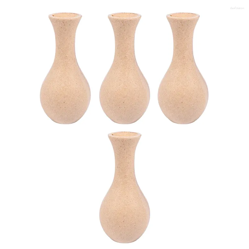 Vases 4 Pcs White Body Vase Model Novel Wooden Flower Bottle Manual Decor Natural Home DIY