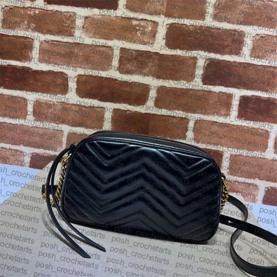 Echt lederen crossbodytassen Verkocht met doos Effen kleur Dames Chevron Camera Crossbody348i