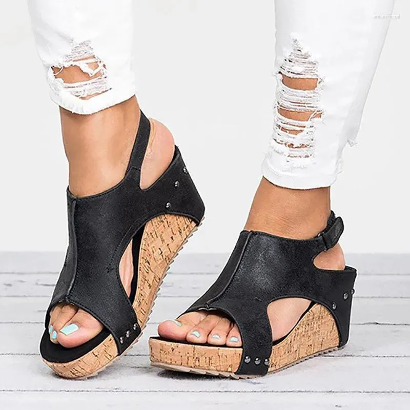 Elbise Ayakkabı 2024 Kadın Sandalet Summe Bir Çizgi Toka Peep Toe Plaj Platformu Zapatos de Mujer