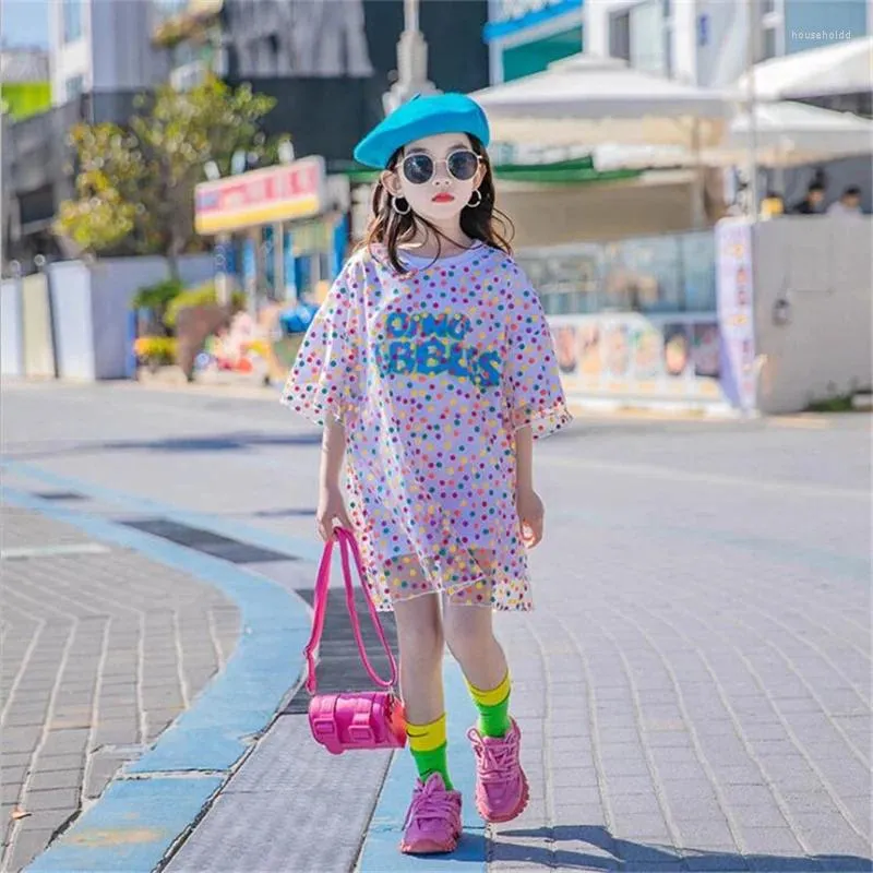 Girl Dresses Fashion Teens Kids For Princess Girls Dot Print Mesh Dress Children's Summer Clothing 10 To 12 Teenage Mom