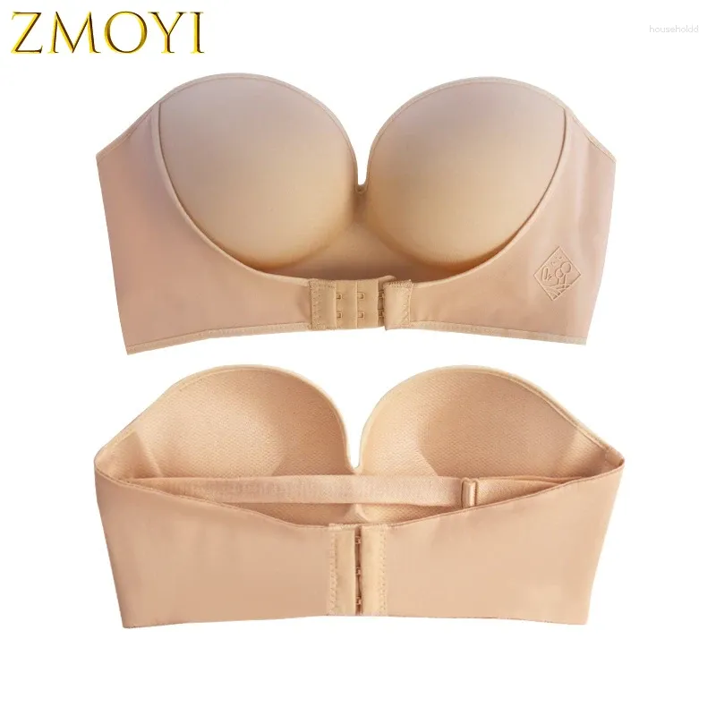 Stanik seksowna bez ramiączek stanik push up kobiet bezproblemowy niewidzialny bralette bez pleców Brassiere na kobiecą sukienkę bieliznę ślubną bieliznę