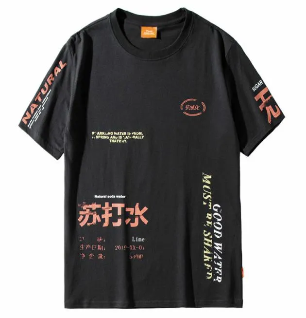 2019年1月ハラジュクTシャツメンヒップホップソーダウォーター面白いTシャツストリートウェアサマーTシャツヴィンテージプリントコットントップスTEES SH9921340