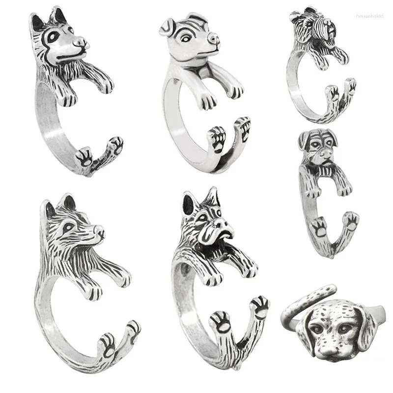 Küme halkaları vintage jack russellboxer ring erkekler kpop anillos boho sevimli köpek anel çift kadın takı arkadaşı aneis yıldönümü