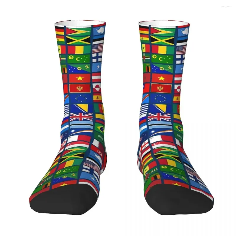 Chaussettes pour hommes, drapeaux des pays du monde, cadeau International, bas Harajuku, accessoires longs pour toutes les saisons, unisexe