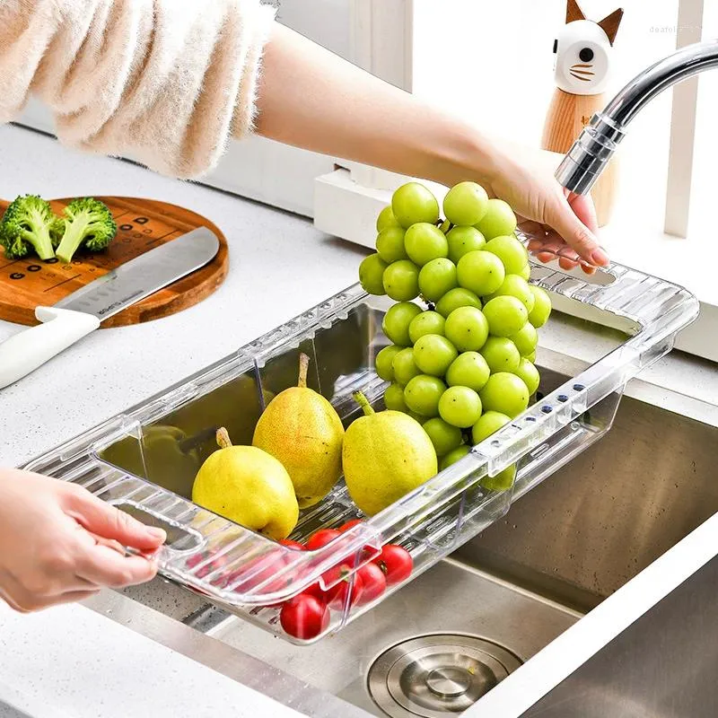 Kitchen Storage Sink Rack Accessories Retractable Drain Basket Organizer Useful Things For Home And Household Use Garden