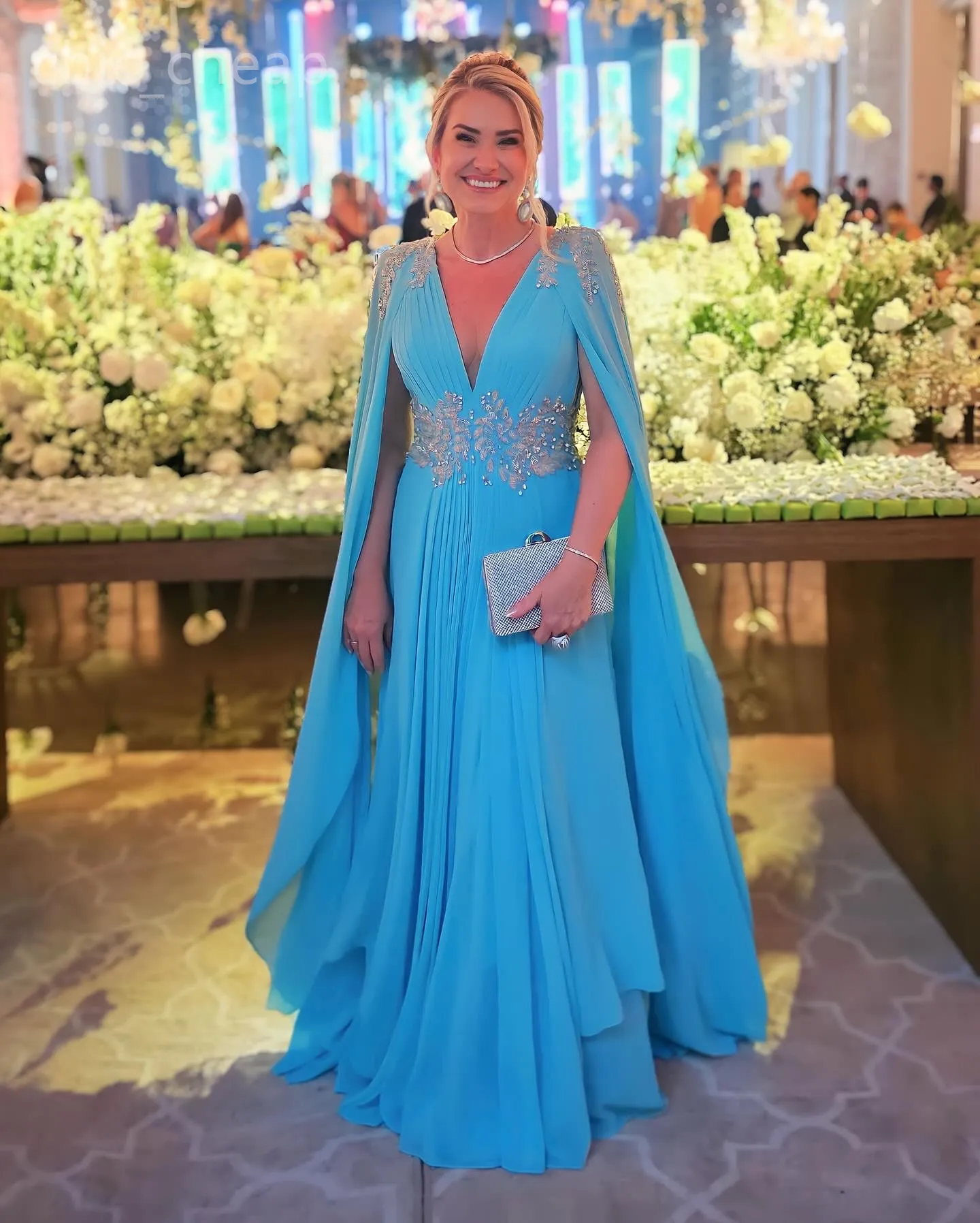 blue aso ebi dress Mother of the Bride Dresses - Lace Chiffon A-Line Evening Gown for Formal Party, Prom, Birthday, and Mother of Groom KissProm Light Blue Sequin 0-19 Size:46W Heres a stunning modern