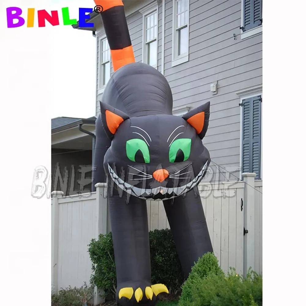 6mH (20ft) avec ventilateur en gros sur mesure en plein air grand Moggy gonflable décoration d'Halloween gonflables chat noir à vendre