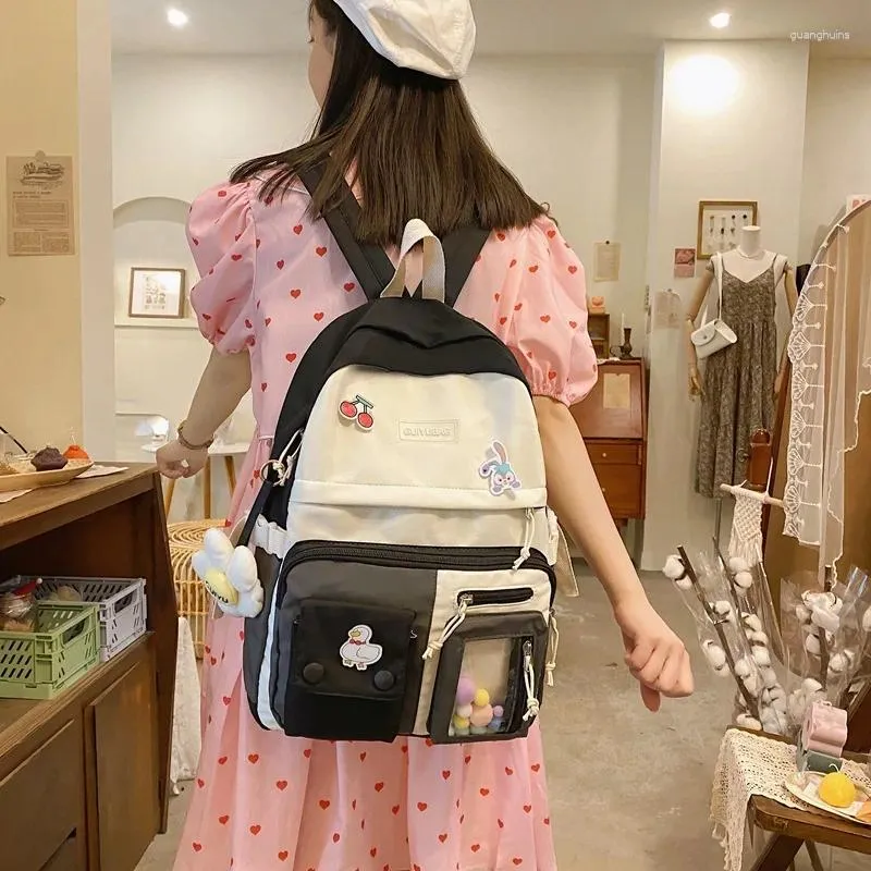 Sacs d'école femmes grande capacité sac à dos imperméable en Nylon femme cartable collège dame sacs à dos d'ordinateur portable Kawaii fille livre de voyage