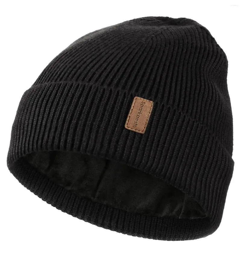 Makeupborstar Sparkaesth vinter beanie hattar för män kvinnor fleece fodrad mjuk varm stickad hatt skidstrumpa manschetter mössa