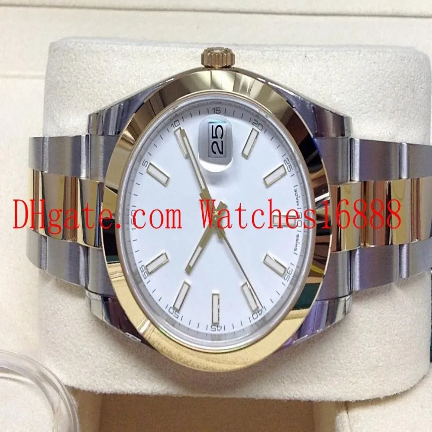 Relógio de pulso masculino datejust 41mm 126303 bi color relógio de máquinas automáticas masculino mostrador branco aço inoxidável e ouro amarelo m302s