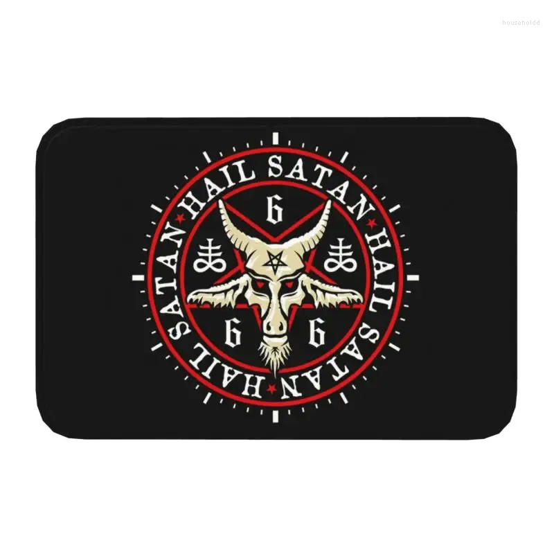 Carpets Hail Satan Baphomet Doormat Mat Anti-Slip Devil Pentagram Satanic Cross Bathroom Kitchen Garden Rug Carpet 40 60cm