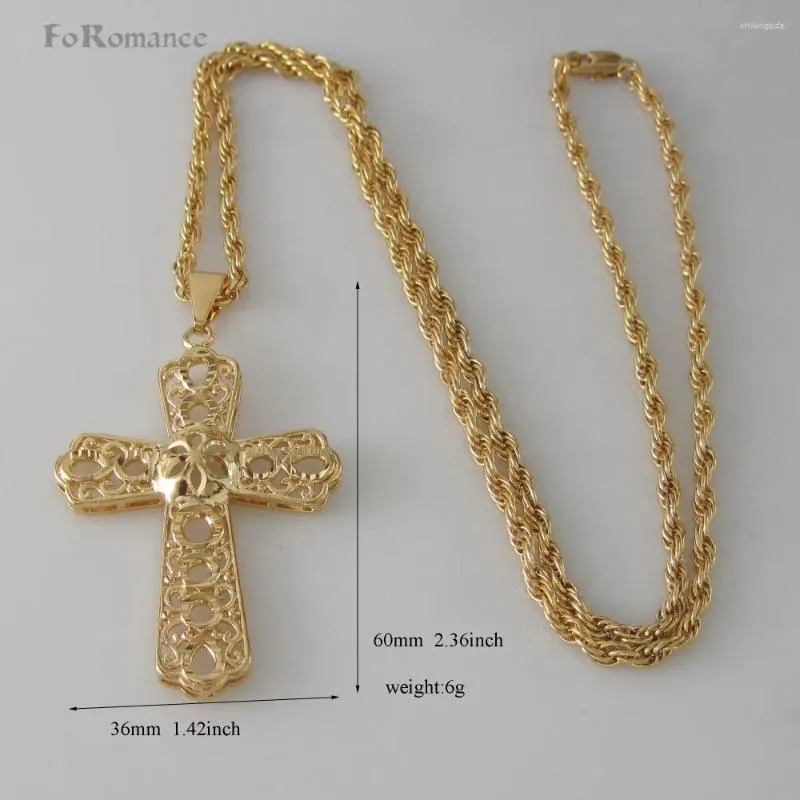Naszyjniki wisiorek żółte złoto splatydzony 24 -calowy szyjka linowa Krzyż Boga rzeźbiona ręka powierzchniowa ręka
