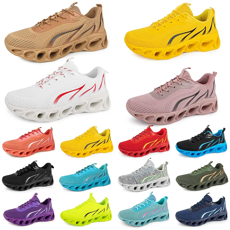 Men Dames hardloopschoenen mode -trainer triple zwart wit rood geel paars groen blauw perzik groenblauw paars oranje licht roze ademende sport sneakers zeven