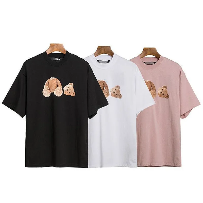 Trendy Angel decapitated teddy bear print T-shirt loose men's and women's wear letter short sleeve High Quality Unisex Couple t shirts pa