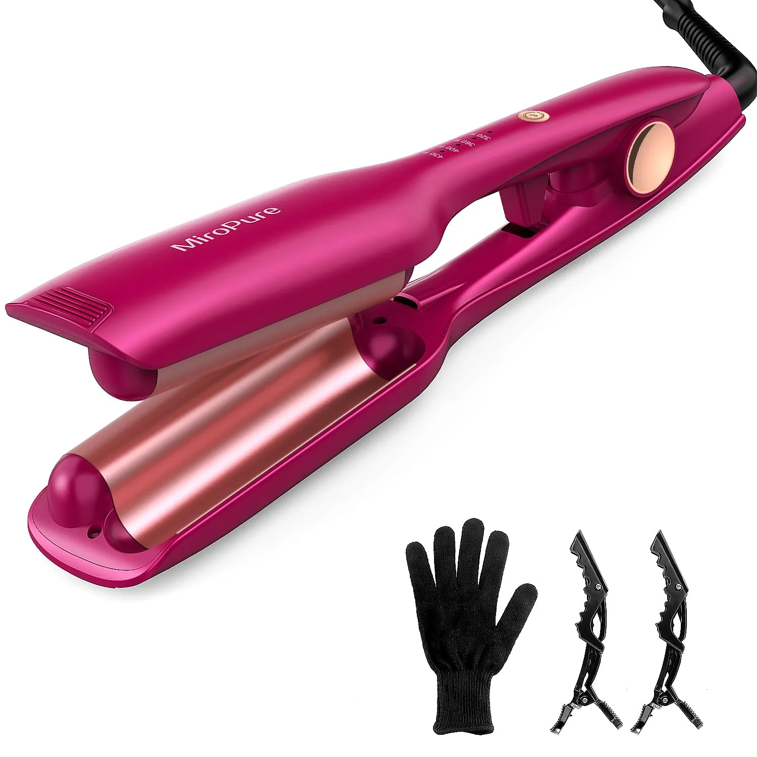 MiroPure Hair Waver Iron Beach Waver Wand Hair Crimper Hair Waver Barrel Curling Iron 1 Inch PTC Heater.