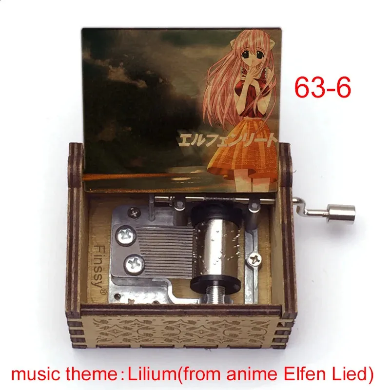 Anime Creative Color Print Cartoon Elfen Lied Lucy Tema musicale Lilium 18 note Scatola musicale in legno Giocattoli Regalo per bambini Ragazze Amici 240118